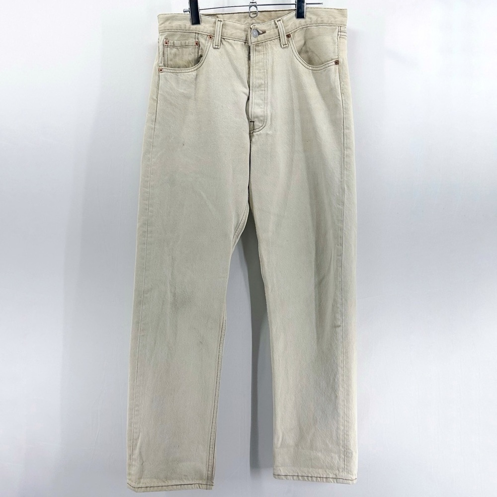 Vintage Levi’s Cream Beige 501 XX Women’s Button Fly Rigid Denim High Rise Jeans